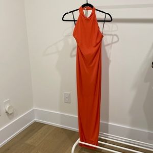 Orange halter Tight Dress